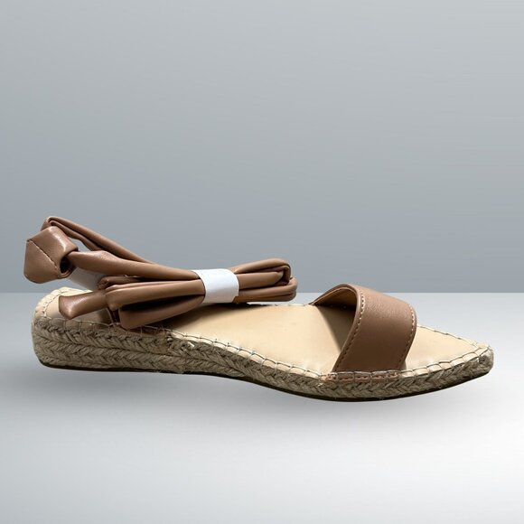 Just Fab x Kelly Rowland Flat Sandals Beige Size 7 Espadrille Style With Wraparo - Picture 4 of 6